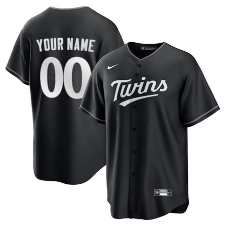Men's Minnesota Twins Nike Custom Black Lights Out Replica Jersey